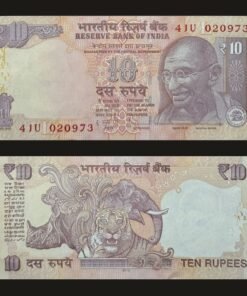 India 10 Rupees Banknote 2012 Mahatma Gandhi Rupee Symbol Wildlife Inset L RARE