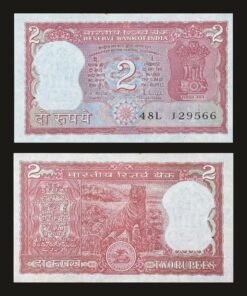 India 2 Rupees Banknote Tiger RN Malhotra Reserve Bank of India RARE