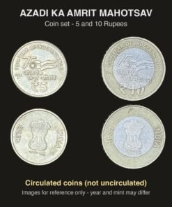 India Azadi Ka Amrit Mahotsav Coin Set of 2 (5, 10 Rupees)