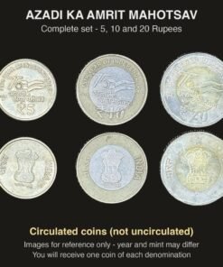 India Azadi Ka Amrit Mahotsav Complete Coin Set of 3 (5, 10, 20 Rupees)