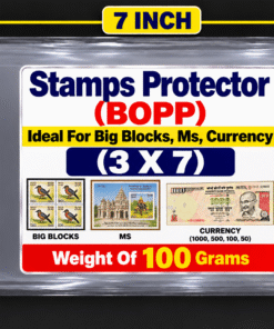 Stamps Protector (BOPP) Ideal For Big Blocks, Ms, Currency (1000, 500, 100, 50) Size (3X7) Weight Of 100 Grams