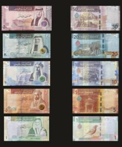 Jordan Complete Banknote Set of 5 UNC 2022 (50, 20, 10, 5, 1 Dinars) Kings of Jordan
