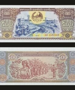 Laos 500 Kip Banknote UNC 2015 Irrigation Hydroelectric Dam Coffee Harvest RARE