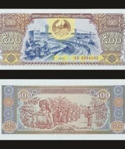 Laos 500 Kip Banknote UNC 2015 Irrigation Hydroelectric Dam Coffee Harvest RARE