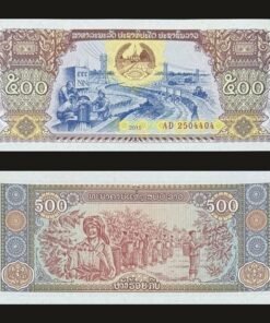 Laos 500 Kip Banknote UNC 2015 Irrigation Hydroelectric Dam Coffee Harvest RARE