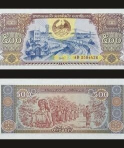 Laos 500 Kip Banknote UNC 2015 Irrigation Hydroelectric Dam Coffee Harvest RARE