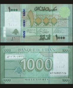 Lebanon 1000 Livres Banknote UNC Geometric Phoenician Alphabet Cedar Tree Banque Du Liban RARE