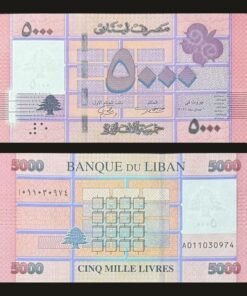 Lebanon 5000 Livres Banknote UNC 2021 Geometric Cedar Tree Banque Du Liban RARE
