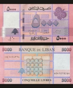 Lebanon 5000 Livres Banknote 2021 UNC Cedar of Lebanon Geometric Design RARE