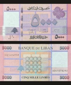 Lebanon 5000 Livres Banknote UNC 2021 Geometric Cedar Tree Banque Du Liban RARE