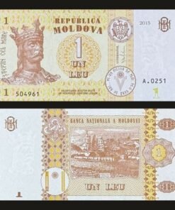 Moldova 1 Leu Banknote 2015 UNC Stephen the Great Capriana Monastery RARE