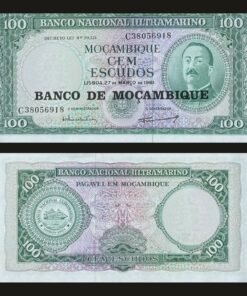 Mozambique 100 Escudos Banknote 1961 BNU Banco de Mocambique Overprint Aires de Ornelas UNC RARE