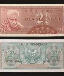 Indonesia 2 1/2 Rupiah Banknote UNC 1956 Elderly Man and Garuda