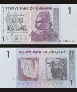 Zimbabwe 1 Dollar Banknote UNC 2007 Balancing Rocks and Buffalo