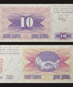 Bosnia and Herzegovina 10 Dinara Banknote UNC 1992 Mostar Bridge