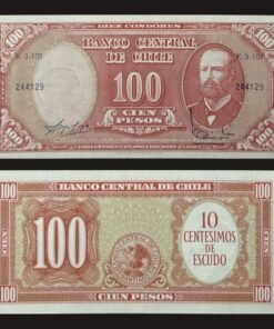 Chile 100 Centesimos de Escudo Banknote UNC Overprint 10 Centesimos de Escudo