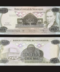 Nicaragua 100000 Cordobas Banknote UNC 1987 Ruben Dario Overprint