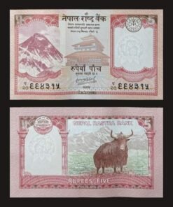 Nepal 5 Rupees Banknote UNC 2024 (VS 2081) Mount Everest and Yak