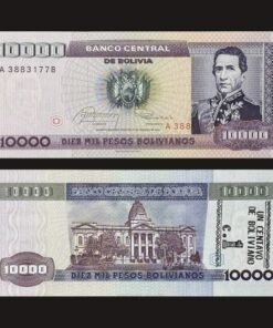 Bolivia 10000 Pesos Bolivianos Banknote UNC 1984 1 Centavo Overprint
