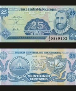 Nicaragua 25 Centavos Banknote UNC Francisco Hernández de Córdoba Sacuanjoche 1991 RARE