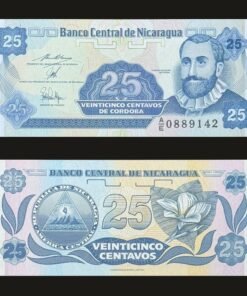 Nicaragua 25 Centavos Banknote UNC Francisco Hernández de Córdoba Sacuanjoche 1991 RARE