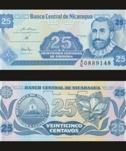 Nicaragua 25 Centavos Banknote UNC Francisco Hernández de Córdoba Sacuanjoche 1991 RARE