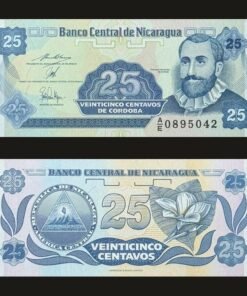 Nicaragua 25 Centavos Banknote UNC Francisco Hernández de Córdoba Sacuanjoche 1991 RARE