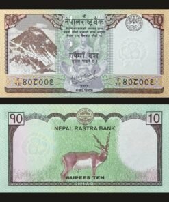 Nepal 10 Rupees Banknote UNC Mount Everest Blackbuck Antelope 2024 RARE