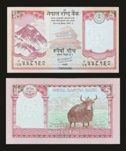 Nepal 5 Rupees Banknote UNC Mount Everest Kasthamandap Temple Yak 2024 RARE