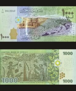 Syria 1000 Pounds Banknote 2013 UNC Bosra Amphitheater Mosaic RARE