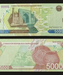 Uzbekistan 5000 Som Banknote 2021 Sherdor Madrasasi & Afrosiyob Artifacts RARE
