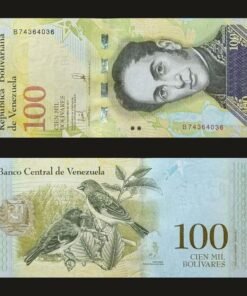 Venezuela 100000 Bolivares Banknote 2017 UNC Condition Simon Bolivar & Red Siskin Birds RARE