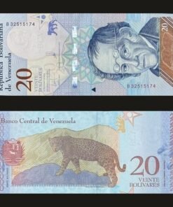 Venezuela 20 Bolivares Soberanos Banknote 2018 Simon Rodriguez Jaguar RARE