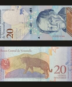 Venezuela 20 Bolivares Soberanos Banknote 2018 UNC Condition Simón Rodríguez & Jaguar RARE