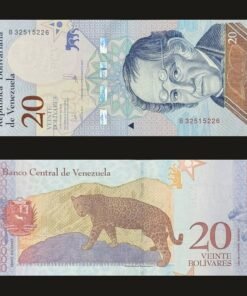 Venezuela 20 Bolivares Soberanos Banknote 2018 UNC Condition Simón RodrÃguez & Jaguar RARE