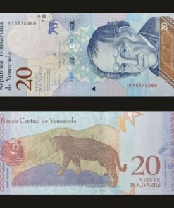 Venezuela 20 Bolivares Soberanos Banknote 2018 UNC Condition Simón Rodríguez & Jaguar RARE