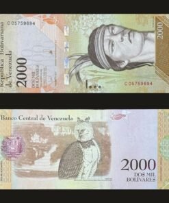 Venezuela 2000 Bolivares Banknote 2016 UNC Condition Chief Guaicaipuro & Harpy Eagle RARE