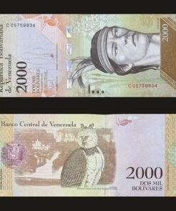 Venezuela 2000 Bolivares Banknote 2016 UNC Condition Chief Guaicaipuro & Harpy Eagle RARE