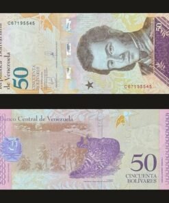 Venezuela 50 Bolivares Soberanos Banknote 2018 UNC Condition Antonio José de Sucre & Cunaguaro RARE