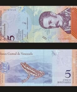 Venezuela 5 Bolivares Soberanos Banknote 2018 Pedro Camejo Tree Frog RARE