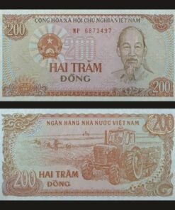 Vietnam 200 Dong Banknote 1987 UNC Condition Ho Chi Minh & Agricultural Tractor RARE