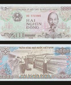 Vietnam 2000 Dong Banknote 1988 UNC Condition Ho Chi Minh & Textile Mill Workers RARE