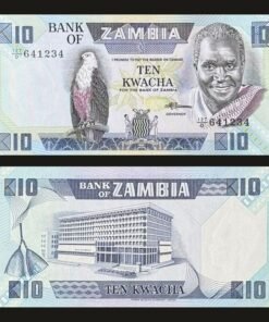Zambia 10 Kwacha Banknote President Kenneth Kaunda Fish Eagle Bank Building RARE